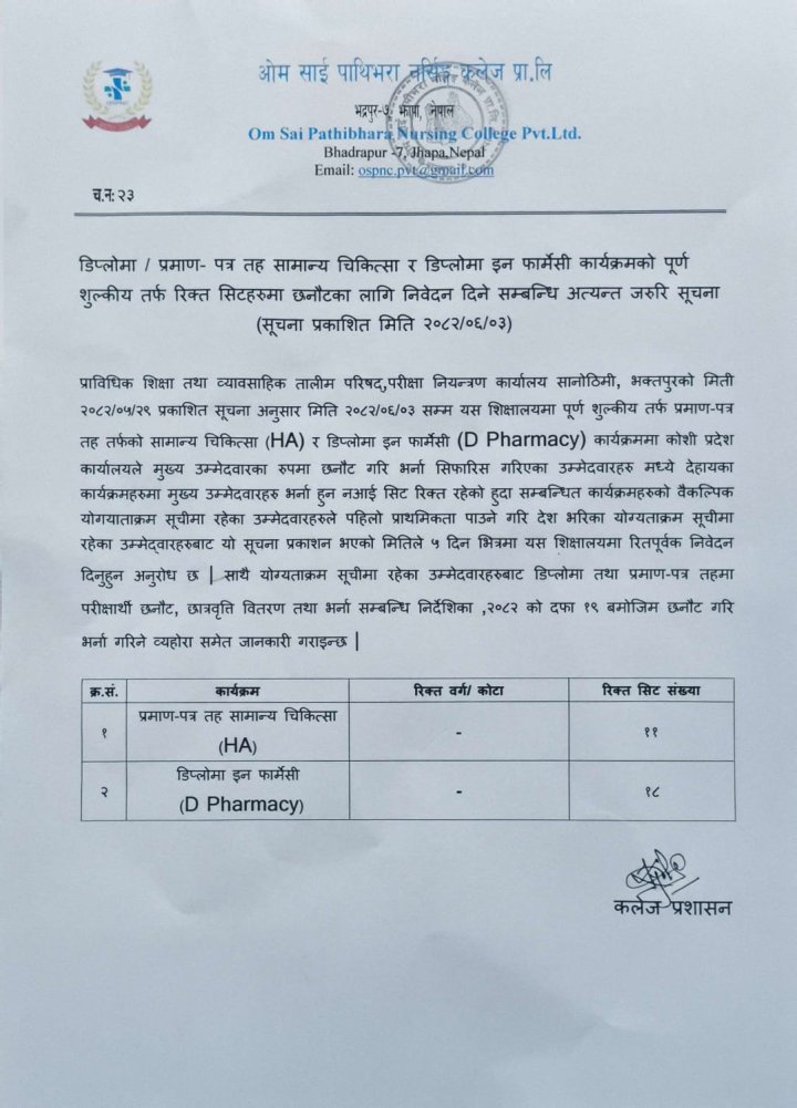  रिक्त सिटहरु